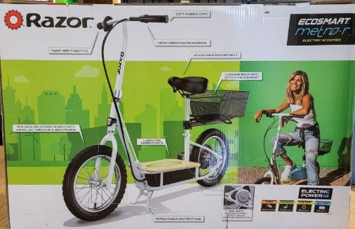 Photo 1 of (MA4) Razor EcoSmart Metro Electric Scooter Bike Padded Seat Wide Bamboo Deck **NEW**