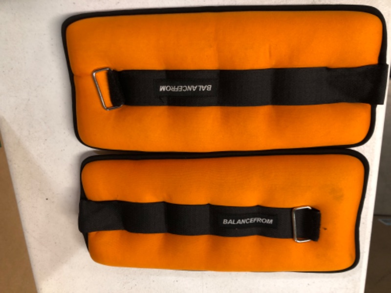 Photo 1 of BalanceFrom Fully Adjustable Ankle Wrist Arm Leg Weights H: Orange 20lbs Per Pair
