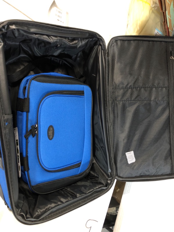 Photo 3 of U.S. Traveler Rio Rugged Fabric Expandable Carry-on Luggage Set, Royal Blue, 2 Wheel 2 Wheel Royal Blue