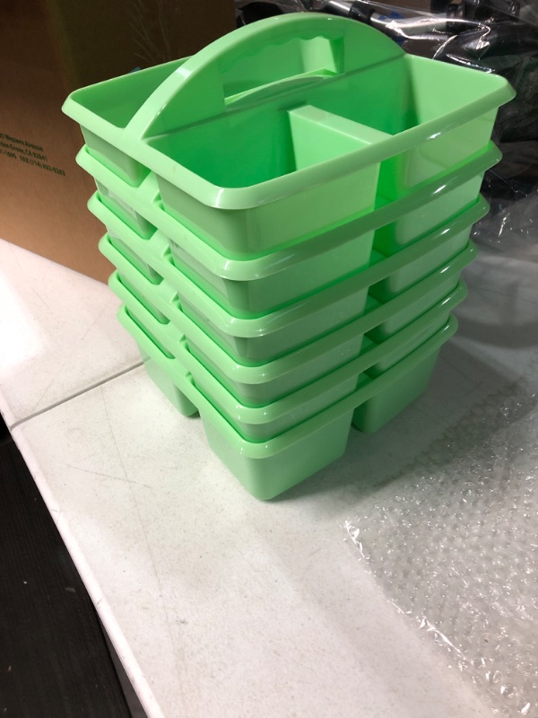 Photo 3 of Mint Portable Plastic Storage Caddy 6-Pack for Classrooms, Kids Room, and Office Organization, 3 Compartment