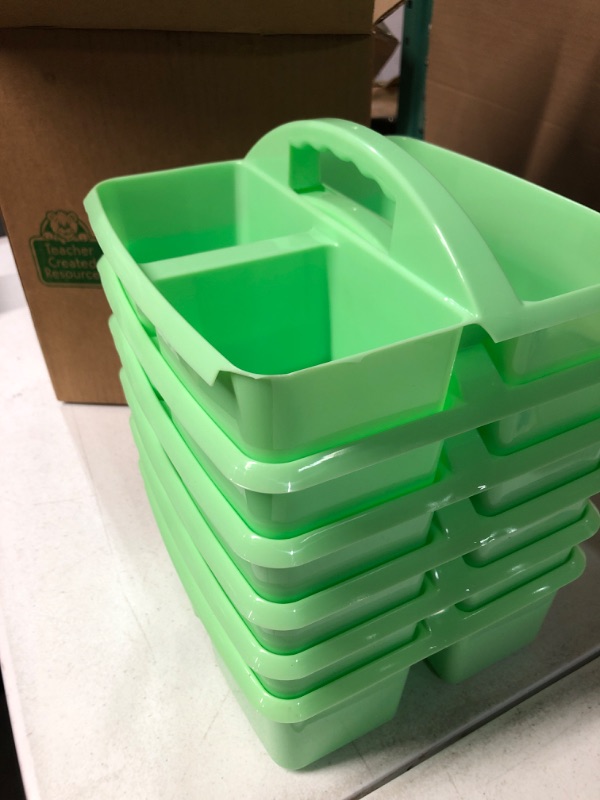 Photo 2 of Mint Portable Plastic Storage Caddy 6-Pack for Classrooms, Kids Room, and Office Organization, 3 Compartment