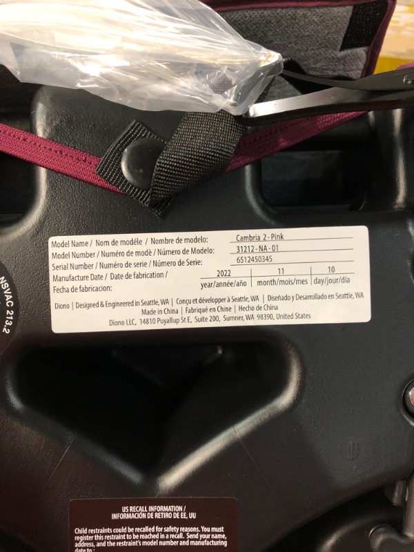 Photo 1 of Diono Cambria 2 XL 2022, Dual Latch Connectors, 2-in-1 Belt Positioning Booster Seat Pink ?16.1 x 20.1 x 29.9 inches