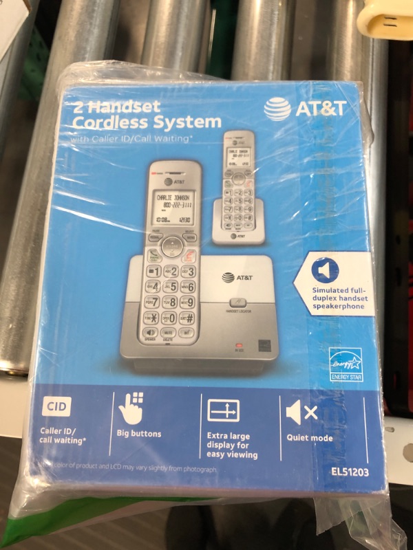 Photo 2 of AT&T EL51203 - 2 Handset DECT 6.0 Cordless Home Phone Full-Duplex Handset 4.76 x 3.29 x 6.81 inches