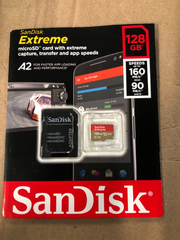 Photo 2 of SanDisk 128GB Extreme microSDXC UHS-I Memory Card with Adapter