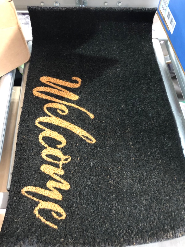 Photo 3 of [USED] mDesign Black Cursive Welcome Doormat  