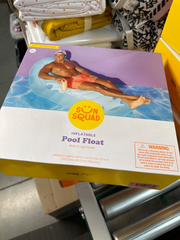 Photo 1 of 4 foot long inflatable pool float, built-in cupholder