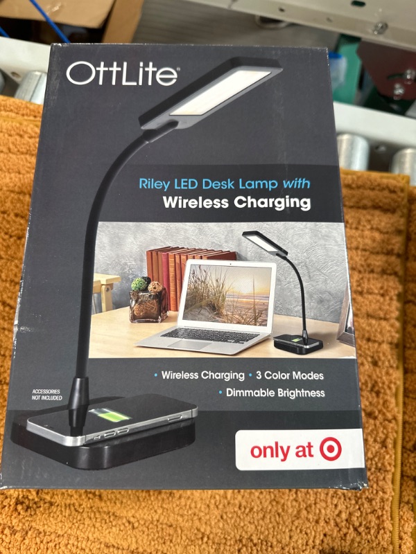 Photo 1 of Ottlite 
Reilly, LED desk lamp with wireless charging three color modes, dimmable brightness