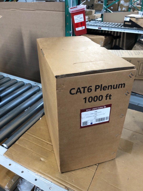 Photo 1 of CAT6 Plenum (CMP) Cable 1000FT | Network Analyzer Test Passed | 23AWG 4Pair, Solid 550MHz Network Cable 10Gigabit UTP, Available in Blue, White, Green, Gray, Black, Red & Yellow Color (Blue)
