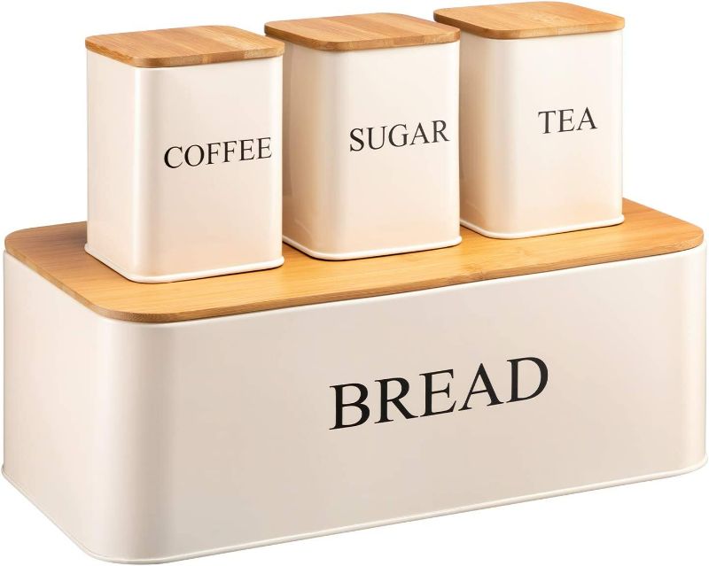 Photo 1 of  Bread Box and 3-Piece with Sugar Tea Coffee Containers Sets for Kitchen 