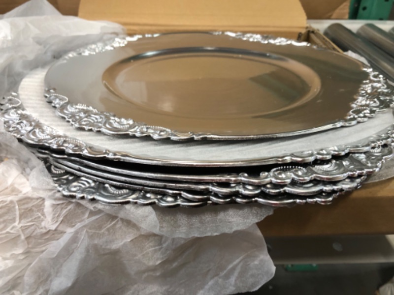 Photo 4 of [USED] Henilosson Silver Charger Plates - 6pc