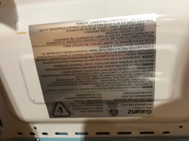 Photo 4 of *SEE NOTES*Galanz GLCMKZ11BER10 Retro Countertop Microwave Oven with Auto Cook & Reheat, Defrost, Quick Start Functions, Easy Clean with Glass Turntable, Pull Handle, 1.1 cu ft, Blue Blue 1.1 cu ft Modern