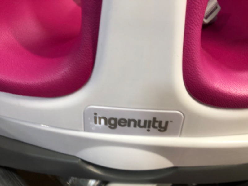 Photo 2 of *USED/SEE NOTES* Ingenuity Baby Base 2-in-1 Booster Feeding and Floor Seat with Self-Storing Tray - Pink Flambe 15.25"D x 17.25"W x 11.75"H