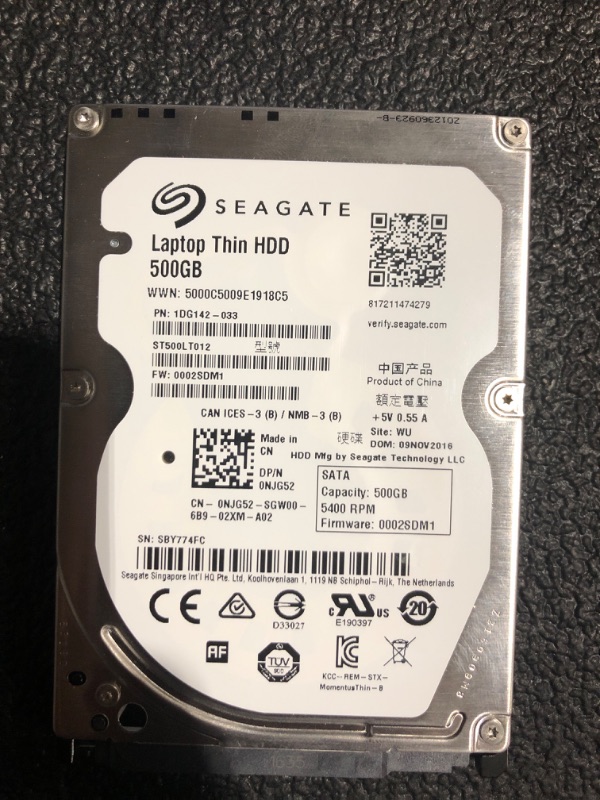 Photo 3 of Seagate Thin ST500LM021 500GB 7200RPM 2.5" SATA Laptop Hard Drive