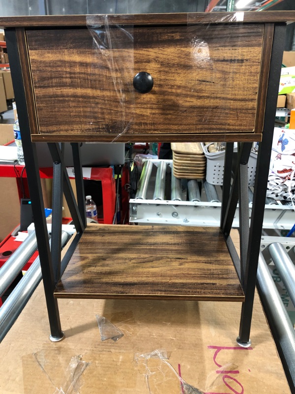 Photo 2 of (Minor damage) GOOD & GRACIOUS Multi-Function Nightstands, Rustic Brown