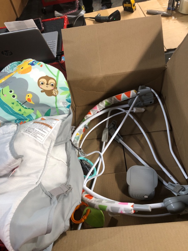 Photo 2 of -USED/MISSING PARTS UNKNOWN-Bright Starts Safari Fun 3-Point Harness Vibrating Baby Bouncer with -Toy bar