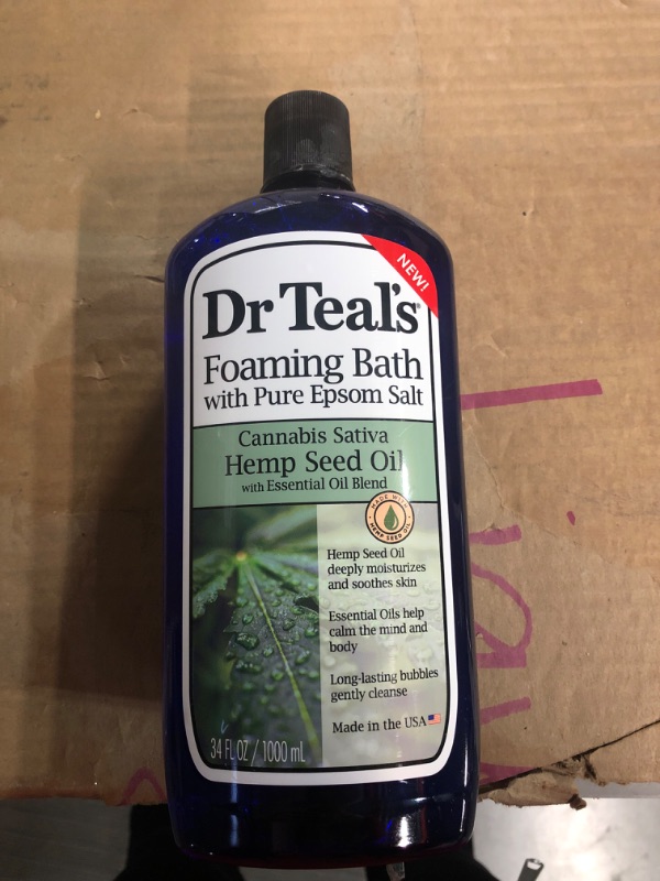 Photo 3 of -SEE NOTES-Dr Teal's Foaming Bath with Pure Epsom Salt, Cannabis Sativa Hemp Seed Oil, 34 fl oz (Pack of 4)