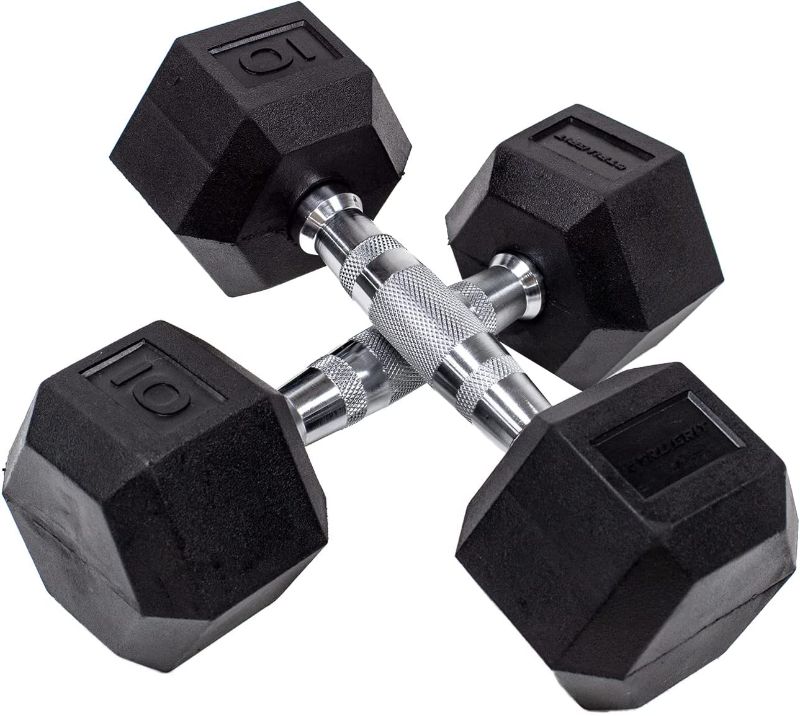 Photo 1 of -USED-Tru Grit Fitness Hex Elite TPR Dumbbells -  10LB 