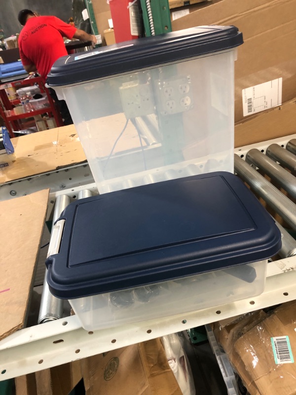 Photo 1 of *minor damage* IRIS USA 3-Piece 35 Lbs / 45 Qt WeatherPro Airtight Pet Food Storage Container Combo 