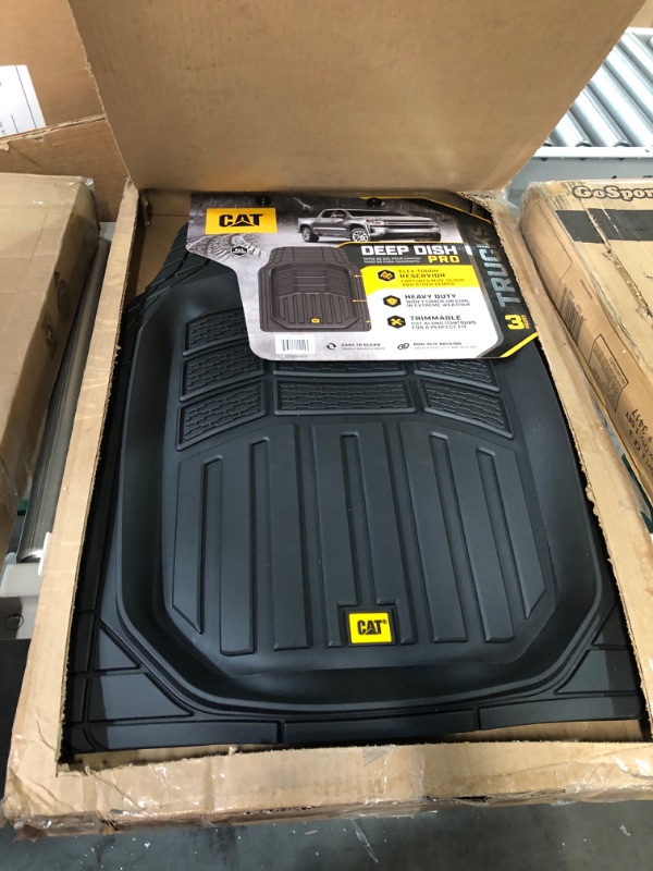 Photo 2 of Caterpillar CAMT-9013 (3-Piece) Heavy Duty Deep Dish Rubber Floor Mats, Trim to Fit for Car Truck SUV & Van,