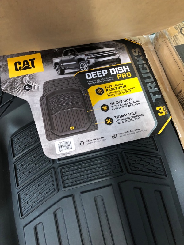 Photo 3 of Caterpillar CAMT-9013 (3-Piece) Heavy Duty Deep Dish Rubber Floor Mats, Trim to Fit for Car Truck SUV & Van,