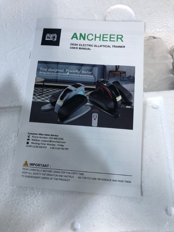 Photo 1 of Under Desk Elliptical Machine, ANCHEER Mini Electric Desk Cycle