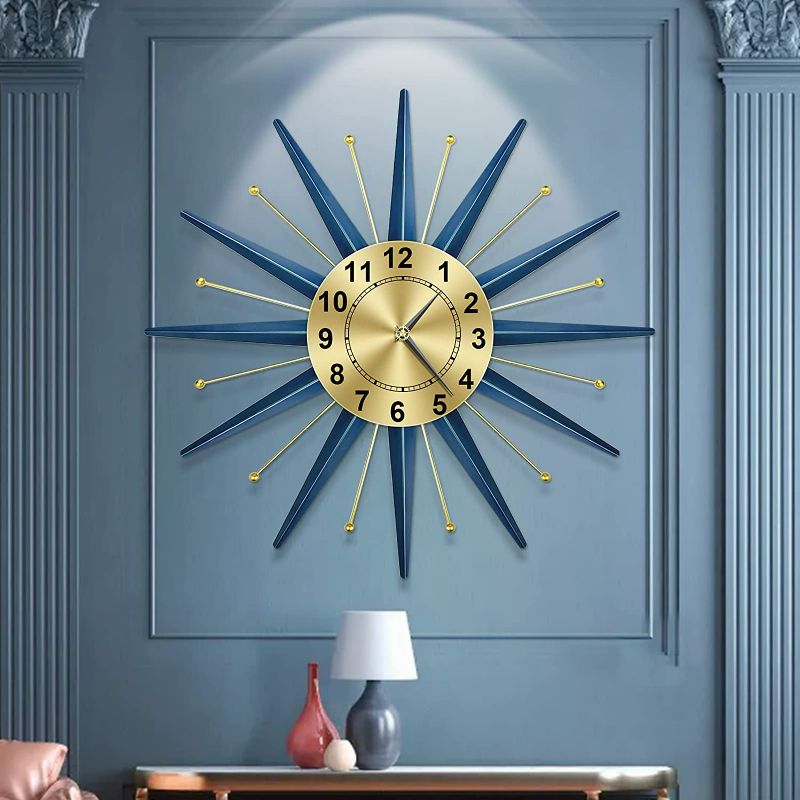 Photo 2 of  24 inch Mid Century Starburst Wall Clock, Battery Operated