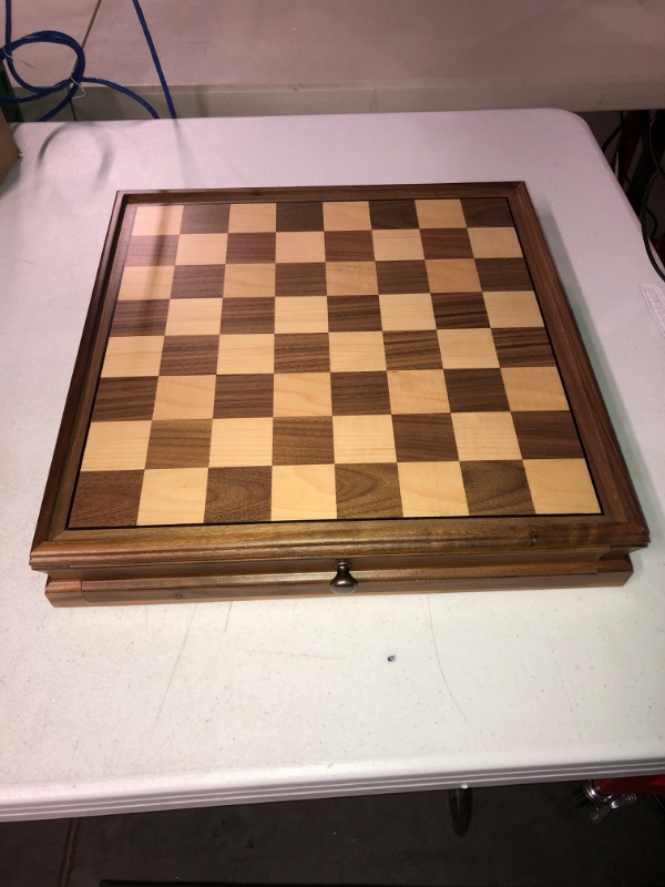 Photo 2 of A&A 15 inch Walnut Wooden Chess Sets w/ Storage Drawer / Triple Weighted Chess Pieces - 3.0 inch King Height/ Walnut Box 