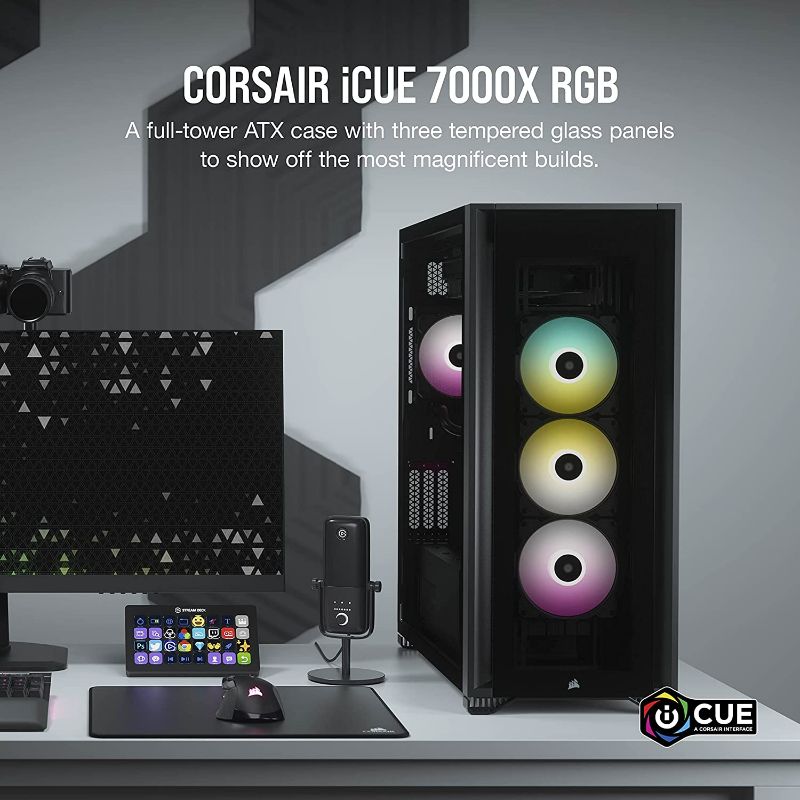 Photo 4 of CORSAIR iCUE 7000X RGB Full-Tower ATX PC Case, Black & RMX Series (2021), RM1000x,