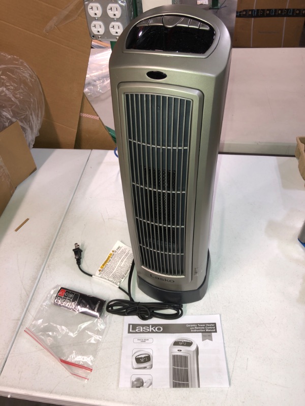 Photo 2 of Lasko 1500W Digital Ceramic Space Heater with Remote, 755320, Silver