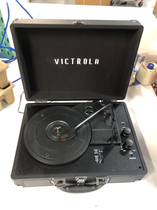 Photo 3 of (SEE NOTES) Victrola Vintage 3-Speed Bluetooth Portable Suitcase Record Player with Built-in Speakers: VSC-550BT-BK, 1SFA (SEE NOTES)