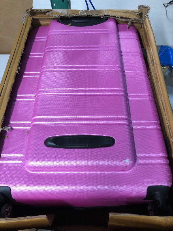 Photo 3 of **USED/SEE NOTES** Rockland Melbourne Hardside Expandable Spinner Wheel Luggage, Pink, Checked-Large 28-Inch 