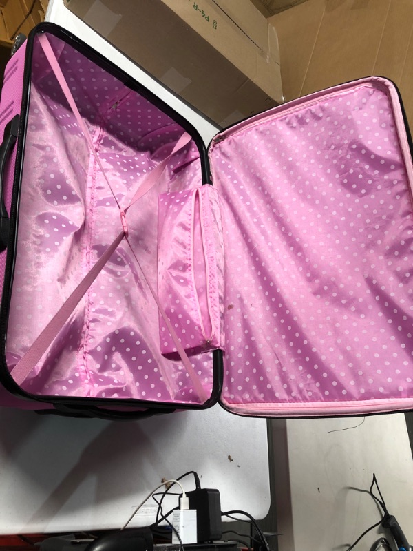 Photo 5 of **USED/SEE NOTES** Rockland Melbourne Hardside Expandable Spinner Wheel Luggage, Pink, Checked-Large 28-Inch 