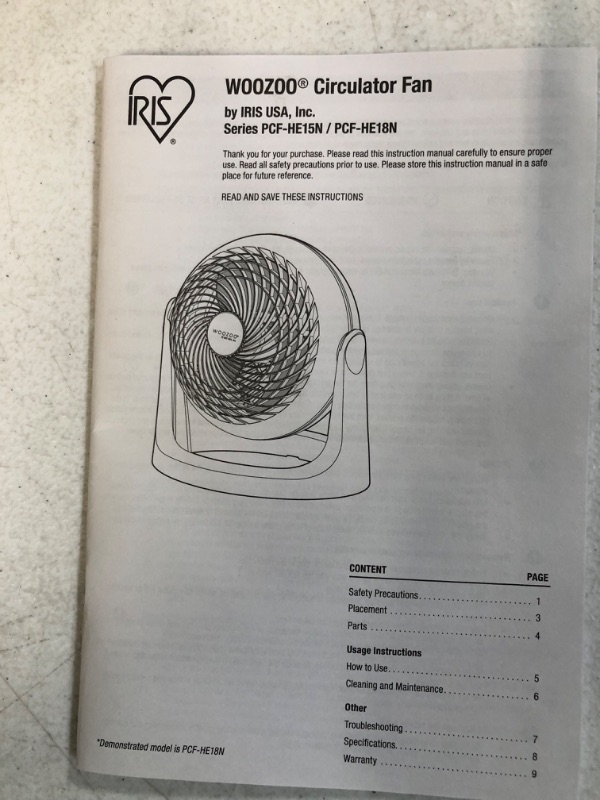 Photo 3 of **USED/SEE NOTES** IRIS USA WOOZOO Air Circulator Fan,