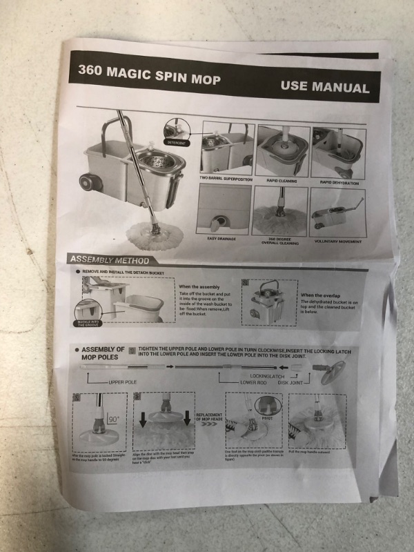 Photo 3 of **USED/SEE NOTES** Spin Mop Bucket, 360 Spin Mop and Bucket System with 3 Mop Heads,