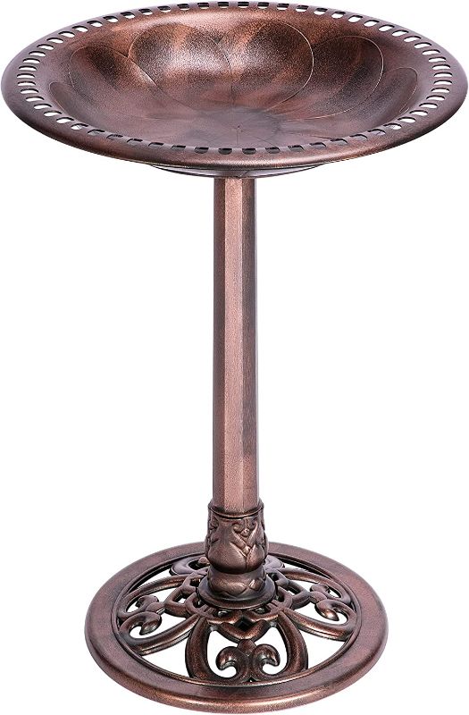 Photo 1 of VIVOHOME 28 Inch Height Polyresin Lightweight Antique Outdoor Garden Bird Bath Bronze