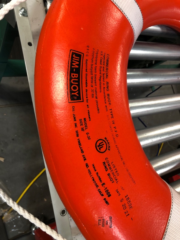 Photo 3 of Cal June Approved Ring Buoy 30" Orange