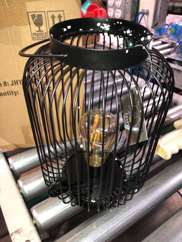 Photo 2 of JHY DESIGN Battery Operated Lamp 11" H Metal Cage Cordless Lamps 