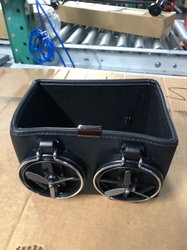 Photo 1 of Leather Car Armrest Storage Box Water Cup Holder
