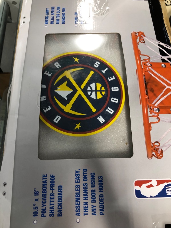 Photo 2 of Rawlings NBA Game On Polycarbonate (PC) Mini Basketball Hoop Set, Denver Nuggets