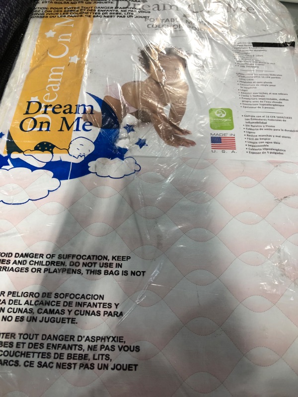 Photo 2 of Dream On Me Travel Lite Protable Min Play Yard Foam Mattress with Round Corner, Wave Pink, 3"