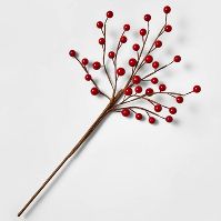 Photo 1 of 17" Shiny Red Berries Stem Artificial Christmas Pick 16ct