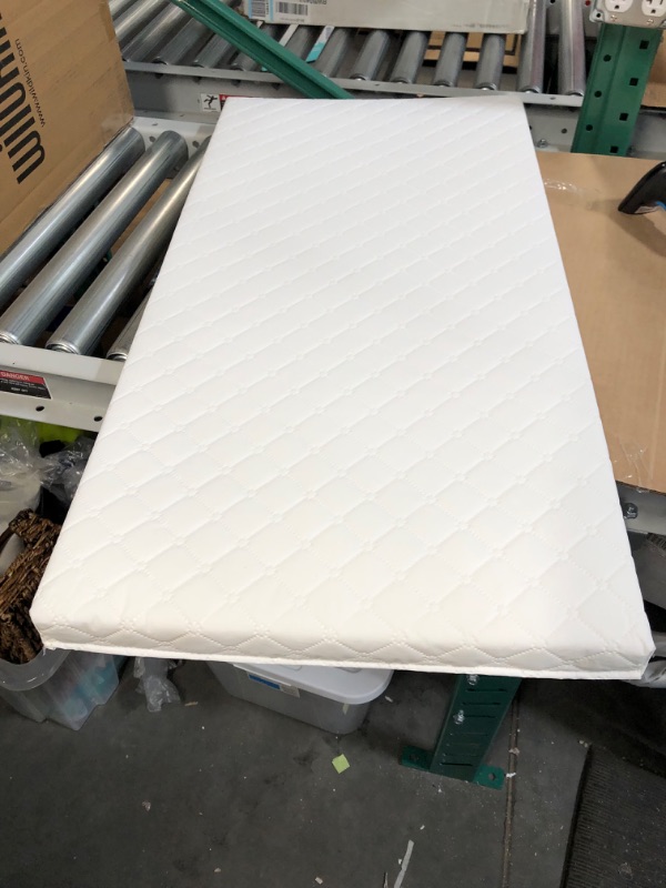 Photo 2 of Dream On Me Universal Cradle Mattress | Waterproof | 2” Fiber Core | Cradle Mattress | Greenguard Gold Certified | 36" x 18" White Check Vinyl Cover