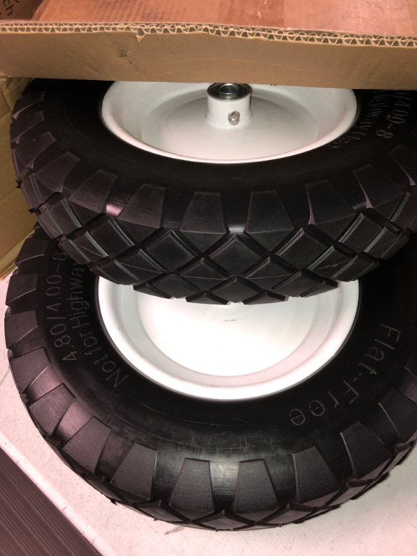 Photo 2 of  Wheelbarrow Tires Fit 16" Solid Rubber Wheelbarrow Wheels for Garden Trailers/Yard carts-2PCS(Black) 