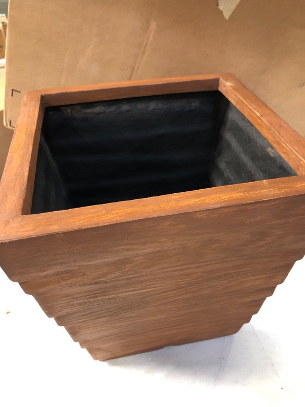 Photo 2 of  12 inch Square fiberstone Planter,Wood