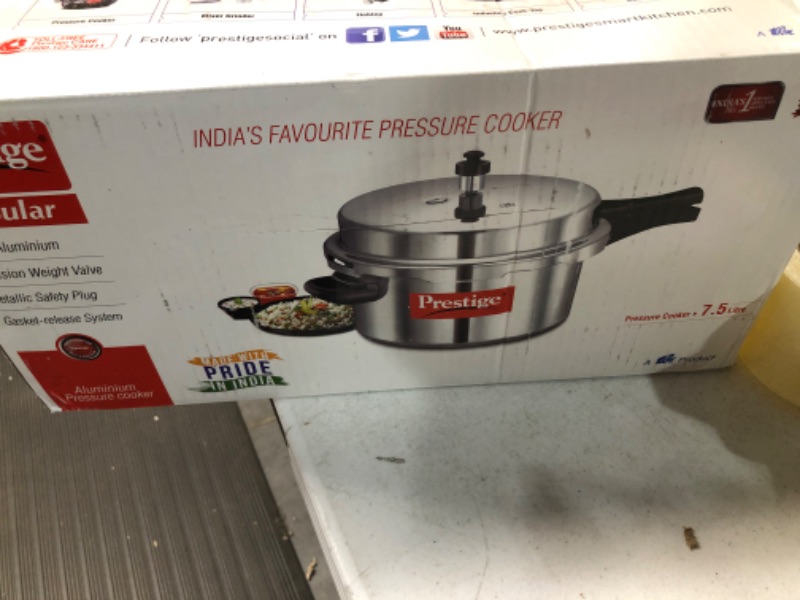 Photo 2 of **USED** Prestige Popular Pressure Cooker, 7.5 Liter, Silver