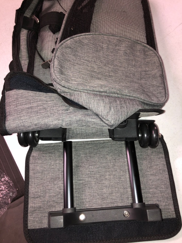 Photo 2 of  Deluxe Backpack Pet Travel Carrier with Double Wheels - Medium Grey