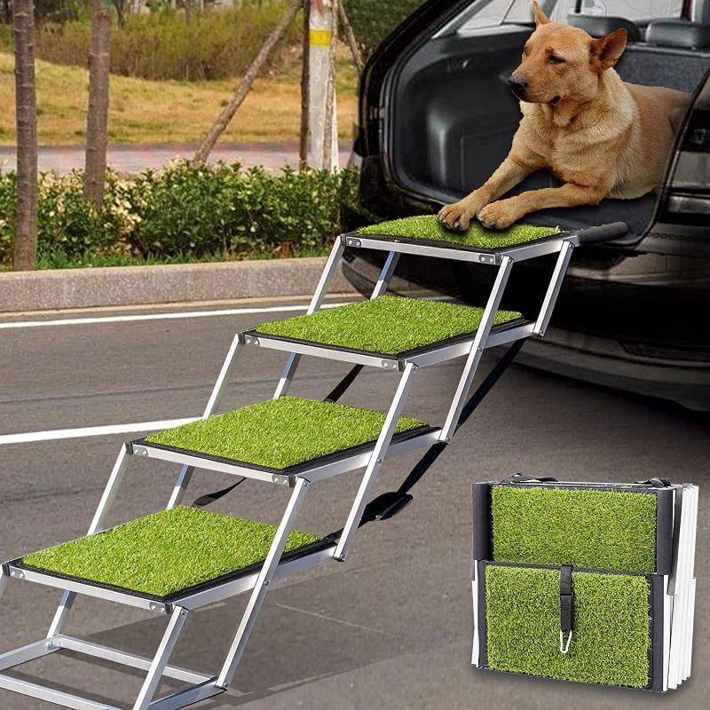 Photo 1 of 	
4 Steps Garden Pet Aluminum Dog Stairs Ladder Foldable Ramp.