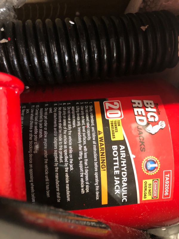 Photo 1 of BIG RED TA92006 Torin Pneumatic Air Hydraulic Bottle Jack with Manual Hand Pump, 