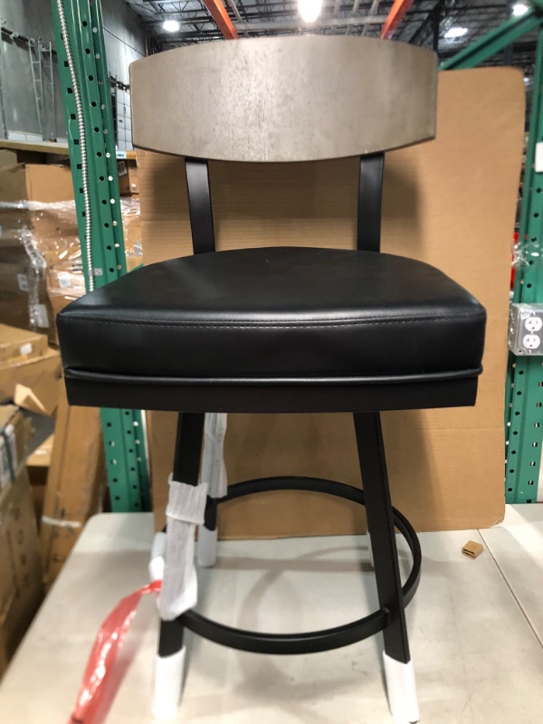 Photo 3 of 26 Frisco Faux Leather Metal Counter Height Barstool Black/Gray Wood Back - Armen Living