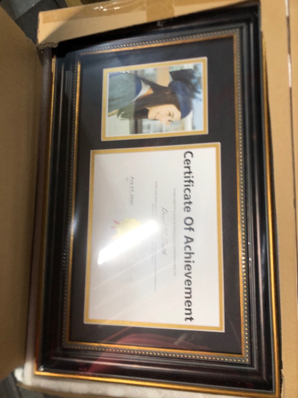 Photo 3 of 2  Americanflat 11x18 Black Graduation Frame with Two Opening Mat Displays - 5x7 Photo Frame and 8.5x11 Diploma Frame - Composite Wood and Polished Glass - Includes Hanging Hardware